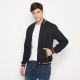 d&f CVC Jaket bomber pria cut & sewn - hitam list coklat